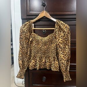 Miami Leopard Print Smocked Blouse